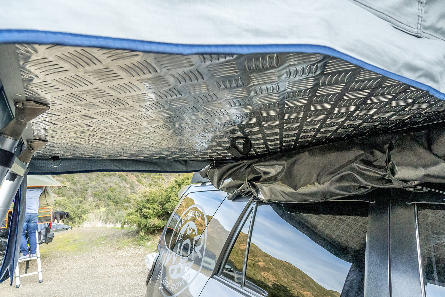 Diamond Plate insulated bed base on the Vagabond XL Rooftop Tent
